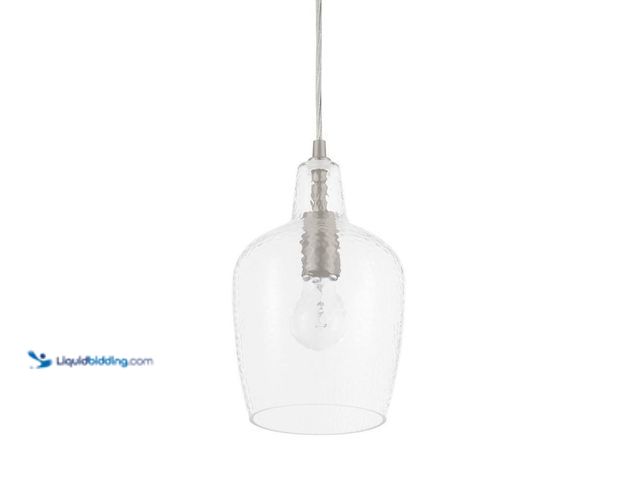 Lot 49-5413023 - Hampton Bay
Gillian 1-Light Brushed Nickel Cone Mini Pendant with Clear Hammered Glass, Pendant Lig...