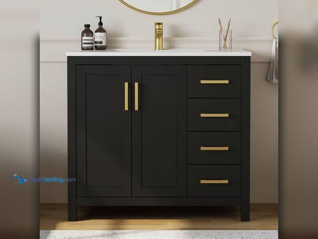 Lot 49-5542707 - DELUXE DL LIVING
Raven 37 in. Single Sink Black Bath Vanity with White Engineered Solid Surface Top...