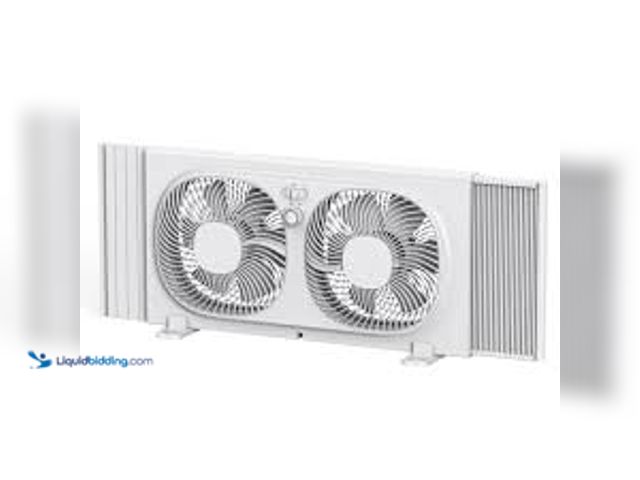 Lot 49-3566681 - Mainstays 9'' 3-Speed, Reversable Twin Window Fan, White Model:6974625750340 used slightly. Tested a...