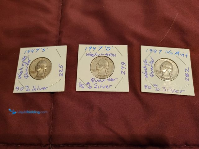Lot 49-1805400 - Set of three (3) 90% Silver Quarters from 1947