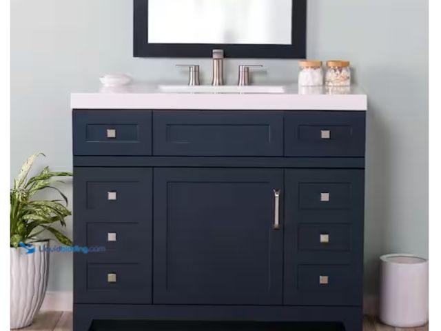 Lot 49-1580000 - Home Decorators Collection Rosedale 43 in. Single Sink Blue Bath Vanity with White Cultured Marble T...