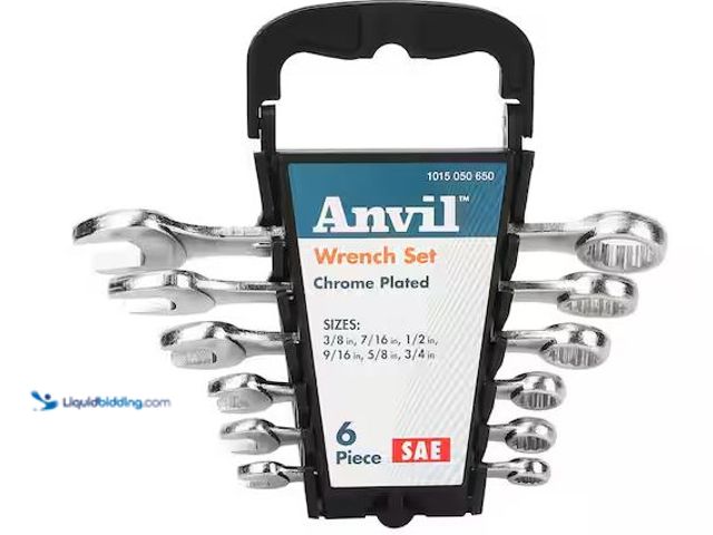 Lot 49-5557981 - Anvil
6-Piece SAE Combination Wrench Set with Case, Factory Sealed