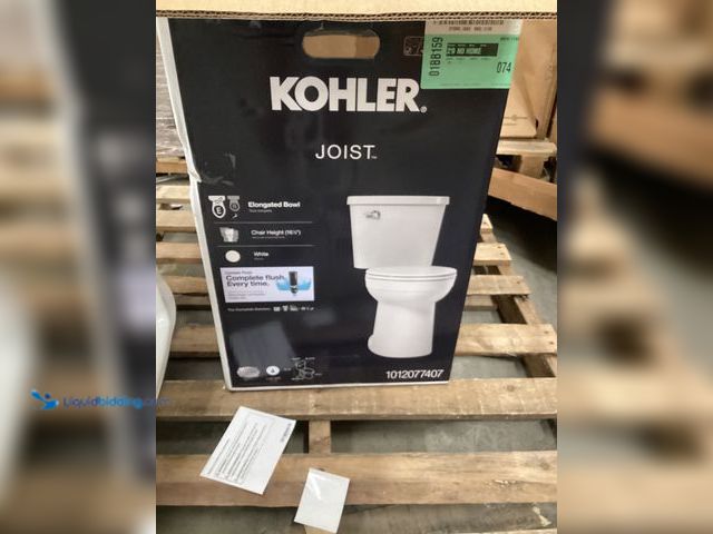 Lot 49-5436826 - KOHLER Joist 2-Piece Complete Solution 1.28 GPF Single Flush Elongated Toilet in White (Seat Include...