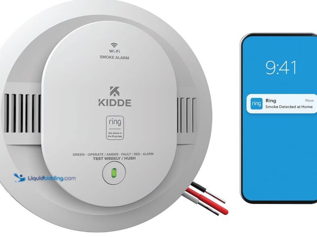 Lot 49-5580893 - Kidde Smart Smoke Detector with Ring, Hardwire & AA Battery, RGSAR-RW. B0F7N5YS7T. Unused with no at...