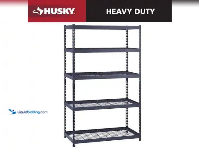 Lot 49-1569269 - Husky 5-Shelf Metal Heavy-Duty Adjustable Garage Storage Shelving Unit in Black (48 in. W x 78 in. H...