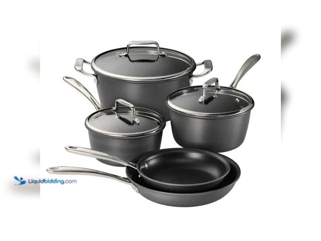 Lot 49-1627200 - Gourmet 8 Piece Hard Anodized Aluminum Nonstick Cookware Set Model #80123/572DS, Unused, Has Attachm...