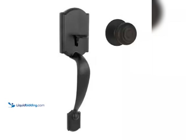 Lot 49-3631264 - Defiant Castle Matte Black Door Handleset with Hartford Knob, Model # HWX9G3, New.   Ref#BIN0730
