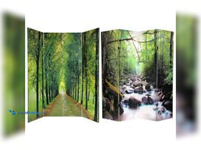 Lot 49-5488148 - RED LANTERN 6 ft. Green 4-Panel Room Divider. Model # CAN-PATH. Unused