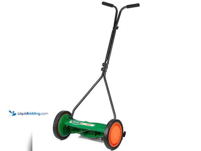 Lot 49-3614389 - Scotts Scott's 16 in. Manual Walk Behind Push Reel Lawn Mower, Model # 415-16S, Unused, Has attachme...
