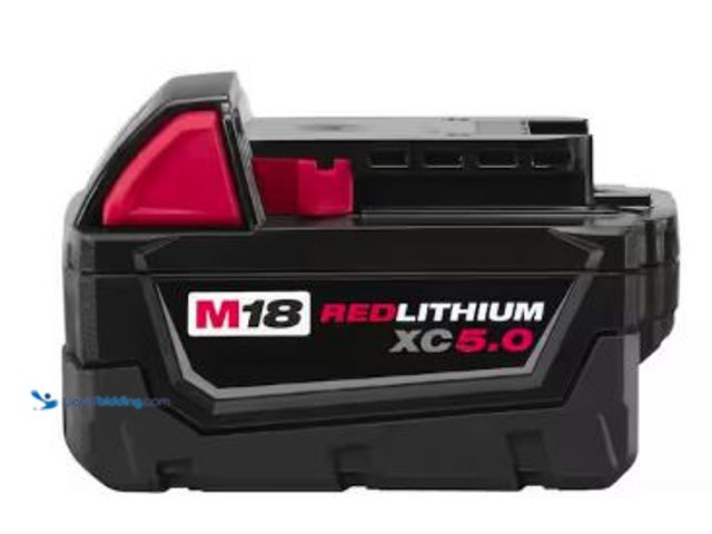 Lot 49-5441360 - Milwaukee M18 18-Volt 5.0 Ah Lithium-Ion XC Extended Capacity Battery Pack. Model # 48-11-1850. Unus...