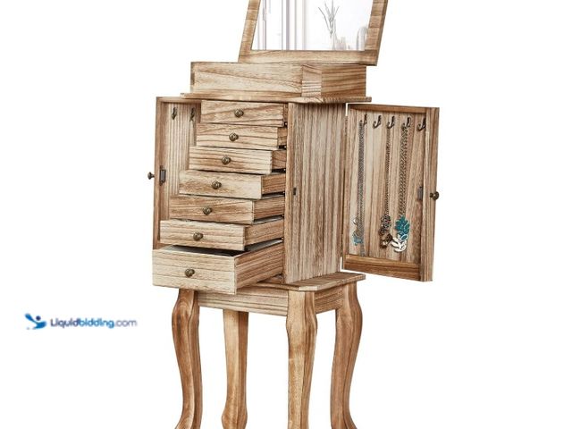 Lot 49-1578023 - Emfogo Standing Jewelry Armoire, 7 Drawers & 2 Side Doors Jewelry Amoire Cabinet Standing with Top F...