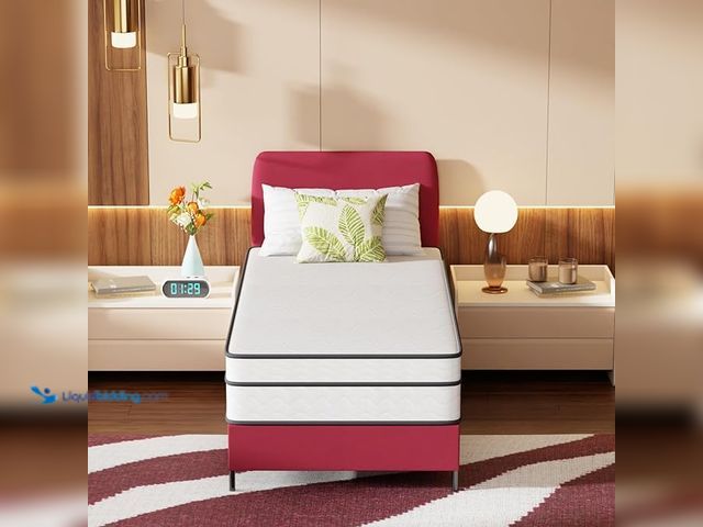 Lot 49-3528070 - PayLessHere | 12 Inch Twin Mattress | Medium Firm Hybrid Mattress | White | with High-Density Foam a...