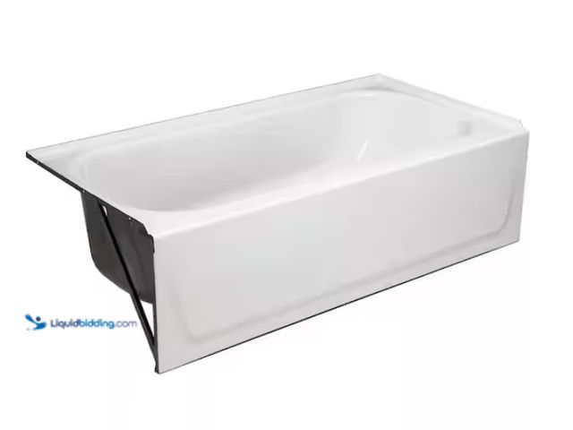 Lot 49-1570373 - Bootz Industries Aloha 60 in. x 30 in. Alcove Soaking Bathtub with Left Drain in White, Porcelain an...
