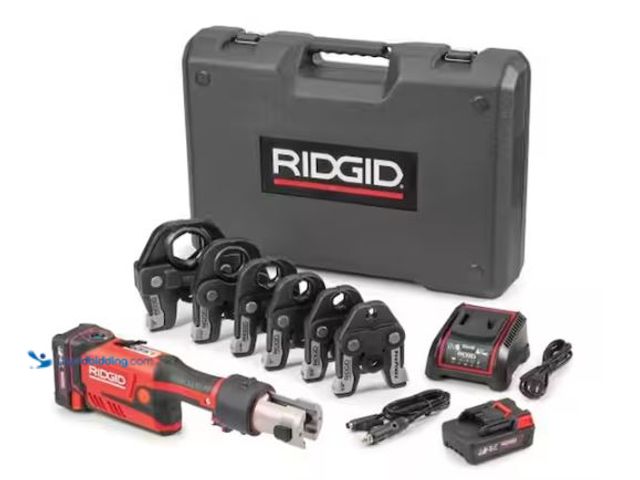 Lot 49-1624356 - RIDGID RP 351 ProPress Inline Standard Press Tool Kit (Includes Case + 2, 18V Lio-Ion Batteries + Ch...