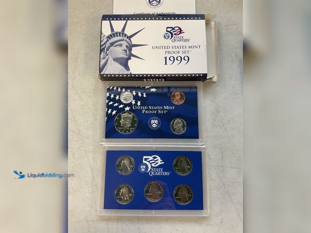 Lot 49-5467302 - 1999 UNITED STATES MINT PROOF SET 9 COINS IN HARD PLASTIC CASES AND ORIGINAL SLEEVE