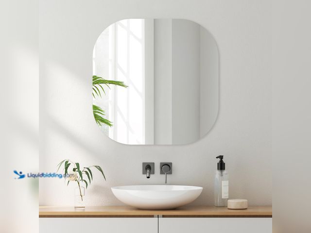 Lot 49-3565445 - VASUHOME Frameless Bathroom Mirror, 24 x 24 Inch Wall Vanity Mirror, Large Wall Mounted Mirrors for ...