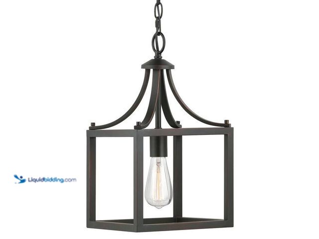 Lot 49-2000726 - Hampton Ba Boswell Quarter 9-1/2 in. 1-Light Distressed Black Farmhouse Mini-Pendant Kitchen Light ,...
