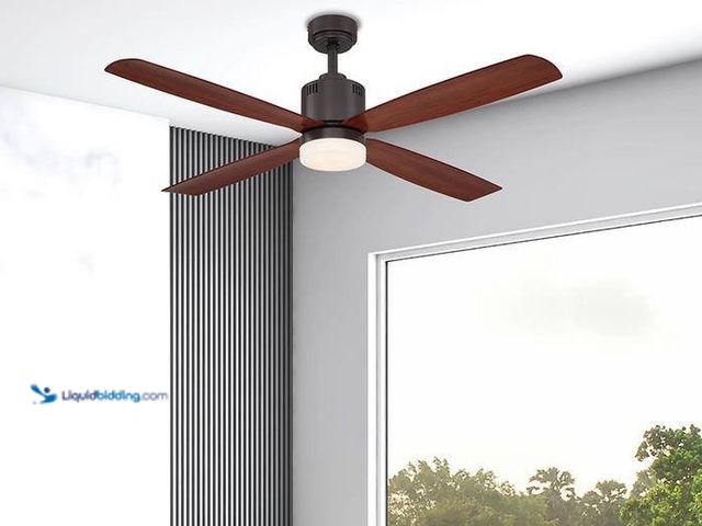 Lot 49-1637958 - HDC Kitteridge 52 in. LED Indoor Medium Wood Ceiling Fan with Light Kit, Unused, Model # 35442-HBUM ...