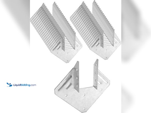 Lot 49-3531170 - QWORK Galvanized 18-Gauge Hurricane Tie, 40 Pack Steel Connector for Roofing Trusses Wood Timber, Re...