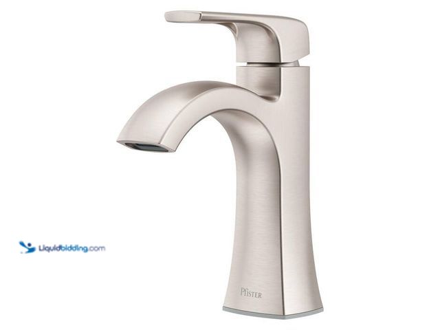 Lot 49-2024023 - Pfister Bruxie Single-Handle Single-Hole Bathroom Faucet with Deckplate and Drain Kit Included in Sp...