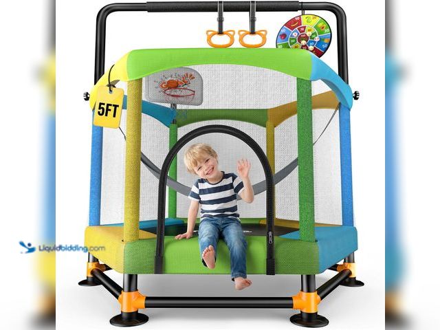 Lot 49-3563806 - Twinkoo Toddler Trampoline for Kids with Foam Handle, Anti-Tilt Frame & Thick Padded Spring Cover, I...
