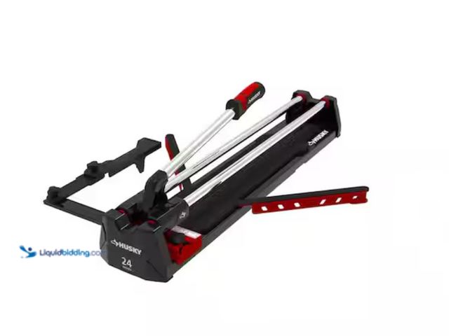 Lot 49-3614386 - Husky 24 in. Tile Cutter with Tungsten Carbide Blade and Adjustable Gauge, Model # JHD600, Slightly ...