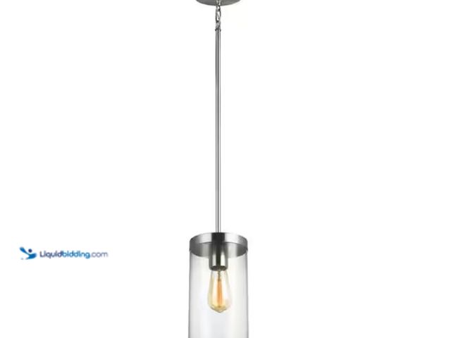 Lot 49-1631875 - Generation Lighting Zire 1-Light Brushed Nickel Hanging Pendant with Clear Glass Shade, Model # 6590...