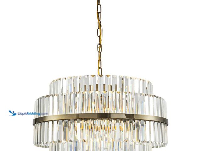 Lot 49-5447680 - ALOADECOR 6-Light Modern Antique Brass Round Tiered Chandelier Dimmable Crystal Dining Room Lights. ...