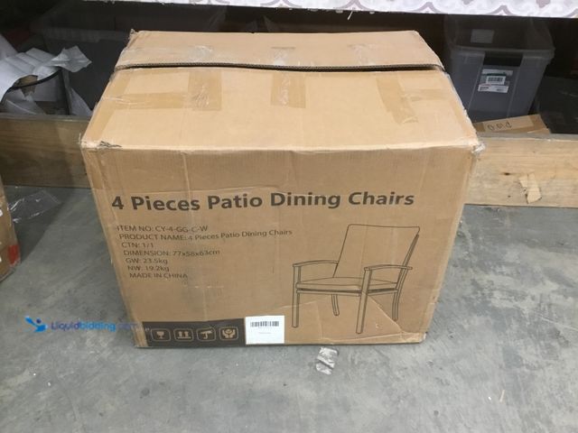 Lot 49-5408119 - Set of 4. Patio Dining Chairs with Cushions. [Model: cy-4-gg-c-w] Unused