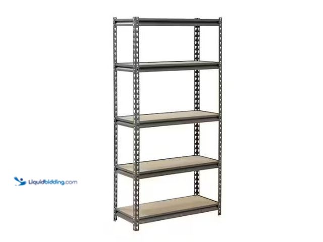 Lot 49-1553959 - 5-Tier Boltless Steel Garage Storage Shelving Unit in Silver Vein (30 in. W x 60 in. H x 12 in. D), ...