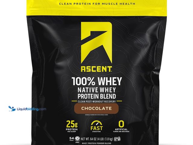 Lot 49-5421553 - Ascent 100% Whey Protein Powder - Post Workout Whey Protein Isolate, Zero Artificial Flavors & Sweet...