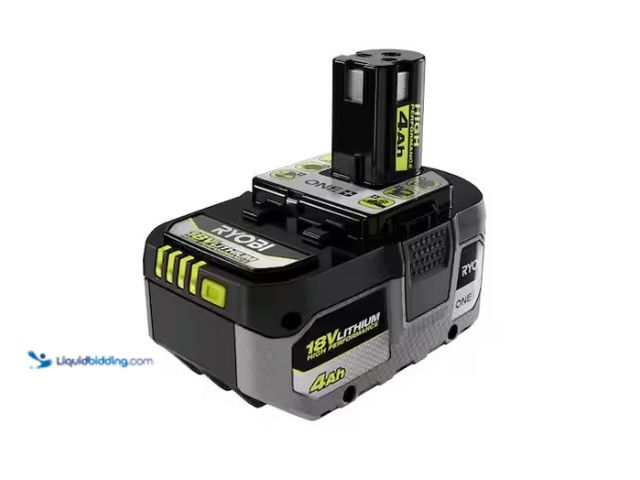 Lot 49-5543466 - RYOBI
ONE+ 18V 4.0 Ah Lithium-Ion HIGH PERFORMANCE Battery. Model # PBP004. Unused and powers on
