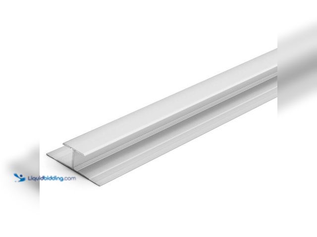 Lot 49-5445905 - (2) Traffic master Satin Silver 8mm x 84 in. Aluminum T-Mold Floor Transition Strip, Unused. Small d...