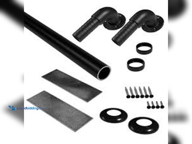 Lot 49-3531201 - Aria Railing ADA Aluminum Pipe Rail and Return Kit in Black. Model # AADAPRBK. Unused