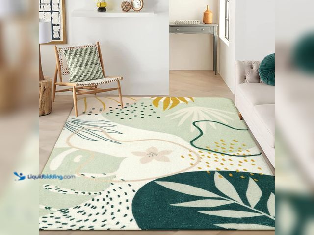 Lot 49-3532279 - Lahome Green Machine Washable Rugs - 6x9 Rug for Living Room Non-Slip Large Boho Area Rug Lightweigh...