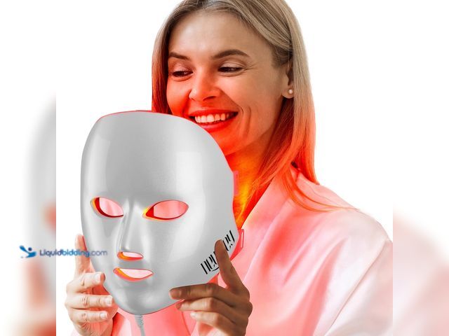 Lot 49-5413646 - NEWKEY Red Light Therapy Mask for Face,7 Colors LED Face Mask Light Therapy, At-Home Photon Skin Car...