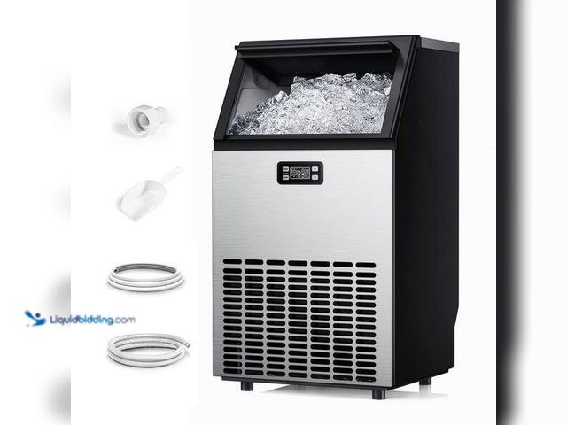 Lot 49-5452603 - SIMZLIFE
17.52 in. 100 lb./24H Full Size Cubes Freestanding Ice Maker in Silver, 33 lb Storage,3 Ic...