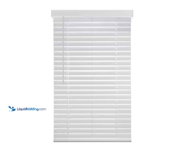 Lot 49-1566661 - Home Decorators Collection White Cordless Faux Wood Blinds for Windows with 2 in. Slats - 71 in. W x...
