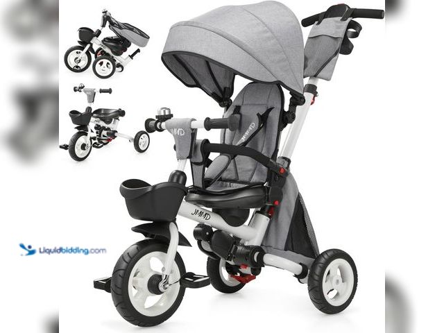 Lot 49-5544231 - JMMD 8 in 1 Tricycle Stroller with Push Handle, Foldable Trike with 360° Swivel Seat, Reclining Back...