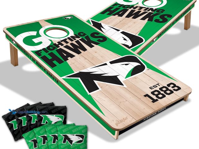 Lot 49-5410445 - YouTheFan NCAA 2’ x 4’ Professional Wood Cornhole Game with Logo Bags. [ASIN: B0DF31NNZP]  Unused