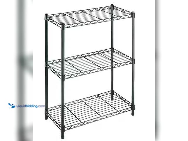 Lot 49-1568777 - HDX 3-Tier Steel Wire Shelving Unit in Black (24 in. W x 30 in. H x 14 in. D) Model # 31424BPS, Slig...