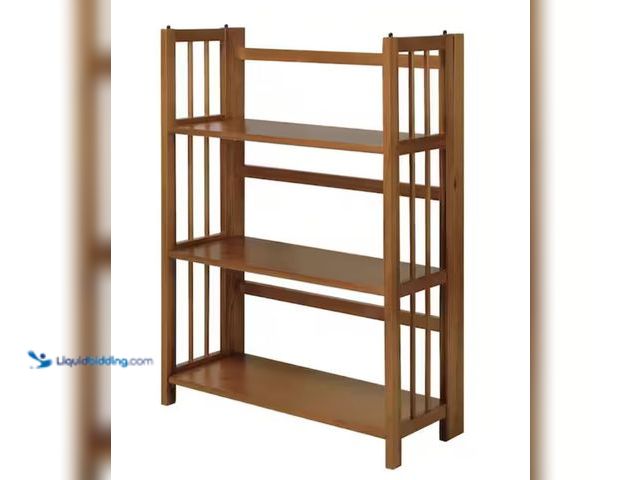 Lot 49-2001091 - Casual Home 38 in. Chestnut Wood 3-shelf Etagere Bookcase with Open Back, Model # 330-224, Unused, H...