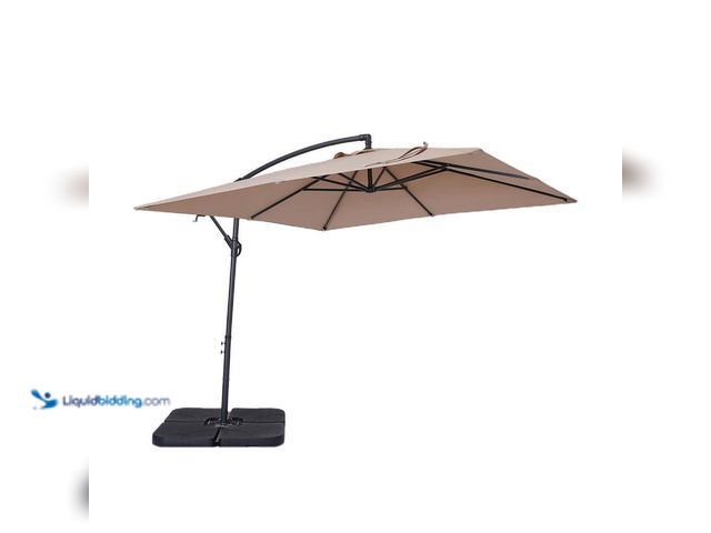 Lot 49-5410931 - 8.2 ft. x 8.2 ft. Hanging Cantilever Patio Umbrella. [Model # SM52SD1] Used. Hardware and base not i...