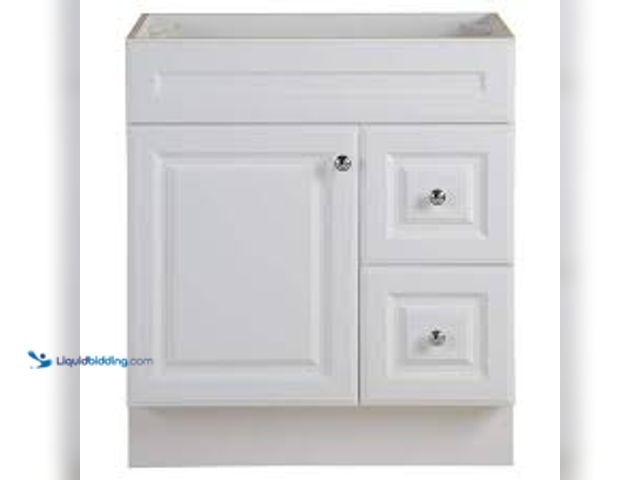 Lot 49-5459820 - Glacier Bay Glensford 30 in. W x 22 in. D x 34 in. H Bath Vanity Cabinet without Top in White. Model...