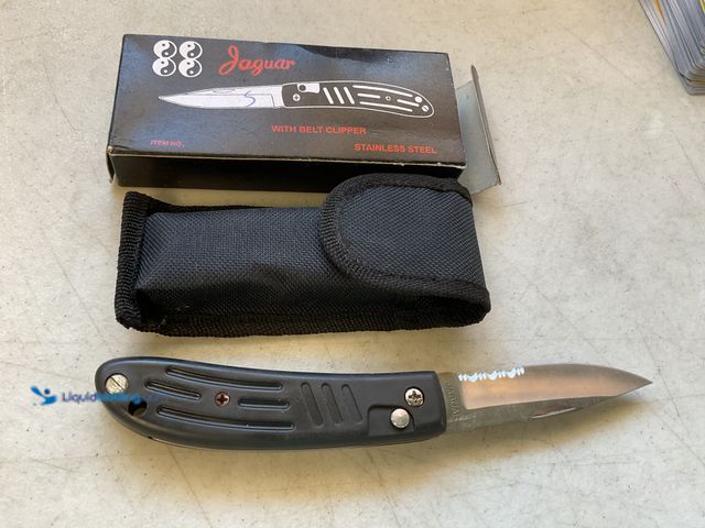 Lot 49-5515545 - Other NEW JAGUAR STAINLESS STEEL POCKET KNIFE FLIP BLADE WITH LOCKING BUTTON AND BELT CLIPPER NEW IN...