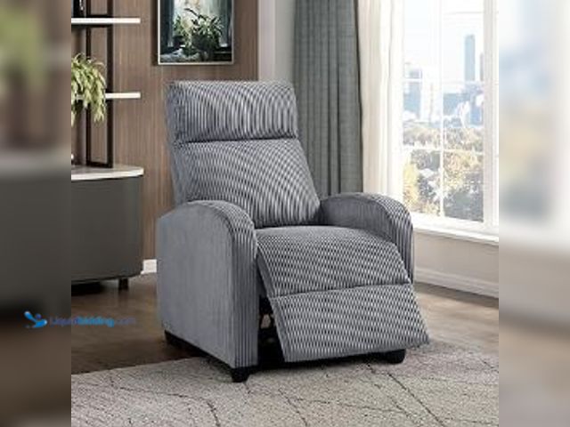 Lot 49-1513983 - Lexicon Corduroy Pushback Recliner Chair Armchair Push Back Recliner, Solid Wood Frame and Metal Bas...