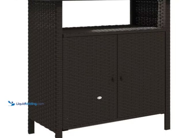 Lot 49-1516683 - Outsunny 46.6 Gal. Wicker Outdoor Storage Cabinet, Deck Box, Dark Coffee, Model # 865-029V00CF, unus...