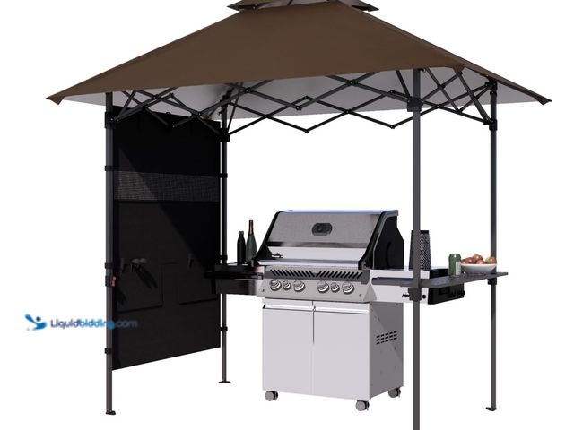Lot 49-3465342 - ABCCANOPY 8x5 Pop Up Grill Gazebo - Outdoor BBQ Canopy with Shelf & Sidewall, Portable Barbeque Shel...