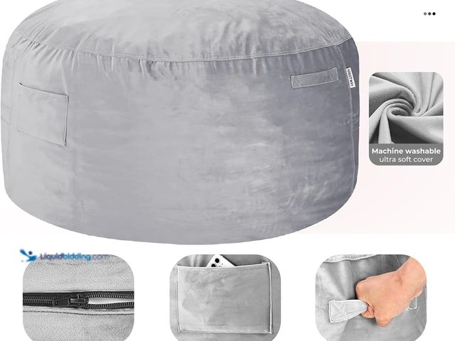 Lot 49-5543308 - Bean Bag Chair: Giant 4' Memory Foam Furniture Bean Bag Chairs for Adults with Microfiber Cover 4Ft ...
