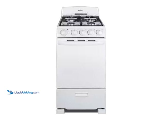 Lot 49-2000839 - Summit Appliance 20 in. 2.3 cu. ft. Gas Range in White, Model # RG200WS1, MSRP $721.25, Unused, Has ...